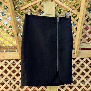 Ann Taylor Factory Petite Black Front Two Way Zip Pencil Skirt